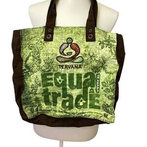 Teavana Equal Trade I Am Powerful Patchwork Canvas Double Handle Cotton Tote Bat